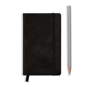 Agendă nedatate Leuchtturm din piele naturală (rigid cover, in a gift box): Negru, Pocket, pagini albe