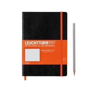 Agendă LEUCHTTURM1917 Whitelines Link® Technologie: Medium, pagini liniate, negru, cu bandă elastică orange și page marker