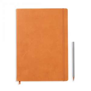 Agendă nedatate Leuchtturm din piele naturală (rigid cover, in a gift box): Cognac, Master, pagini cu pătrățele