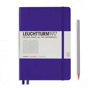 Agendă nedatată Leuchtturm Medium (A5): Violet, pagini cu pătrățele