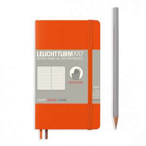 Agendă nedatată Leuchtturm Pocket (A6) Orange, pagini liniate