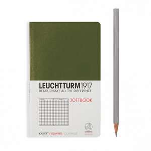 Agendă nedatată Leuchtturm Jottbook: Army, Pocket, pagini cu pătrățele