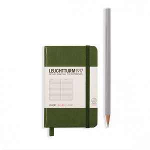 Agendă nedatată Leuchtturm MINI (A7): Army, pagini albe