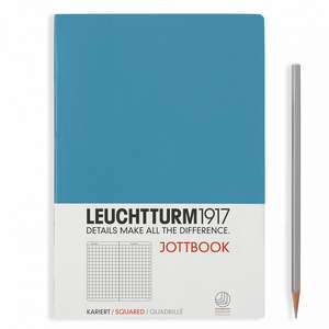 Agendă nedatată Leuchtturm Jottbook: Albastru nordic, A4, pagini cu pătrățele