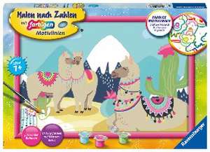 Ravensburger Malen nach Zahlen 20065 - Glückliche Lamas - Kinder ab 7 Jahren