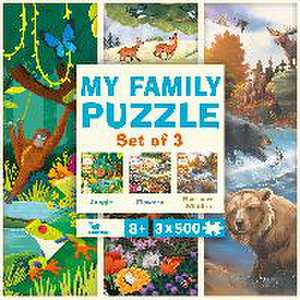 My Family Puzzle - Set of 3 - Jungle, Flowers, Northern Wildlife de Angelika Scudamore