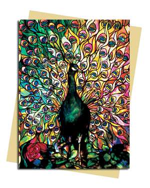 Louis Comfort Tiffany: Displaying Peacock Greeting Card: Pack of 6 de Flame Tree Studio