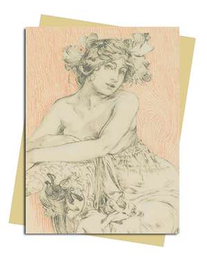 Mucha: Study for Documents Décoratifs Plate 12 Greeting Card: Pack of 6 de Flame Tree Studio