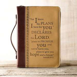 I Know the Plans Two-Tone Bible Cover in Tan (Medium) de Christian Art Gifts