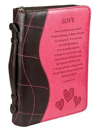 1 Corinthians 13: 4-8 Fabric Large Pink/Brown Bible Cover de Christian Art Gifts