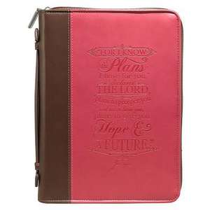 Bible Cover - Lux-Leather - I Know the Plans - Pink - Medium