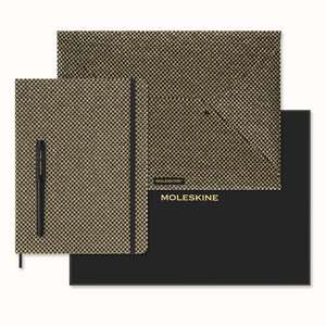 Moleskine Ltd. Ed. Shine XL Ruled Hardcover Notebook, Document Envelope, Fountain Pen Collector's Box: Gold de Moleskine