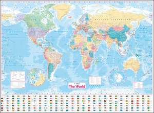 World Wall Laminated Map: Around the World by Ambulance de Collins Maps