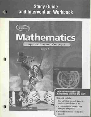 Mathematics: Applications and Concepts, Course 1, Study Guide and Intervention Workbook de McGraw-Hill