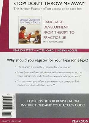 Language Development from Theory to Practice, Enhanced Pearson Etext -- Access Card de Khara L. Pence Turnbull