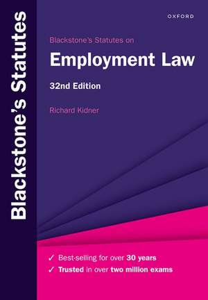 Blackstone's Statutes on Employment Law de Richard Kidner