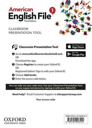 American English File: Level 1: Classroom Presentation Tool Access Card: Deliver heads-up lessons