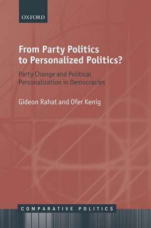 From Party Politics to Personalized Politics?: Party Change and Political Personalization in Democracies de Gideon Rahat