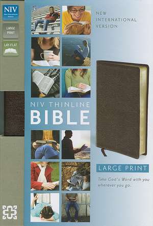 NIV, Thinline Bible, Large Print, Bonded Leather, Brown, Red Letter Edition de Zondervan