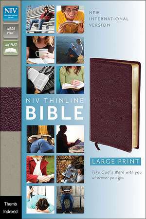 NIV, Thinline Bible, Large Print, Bonded Leather, Burgundy, Indexed, Red Letter Edition de Zondervan