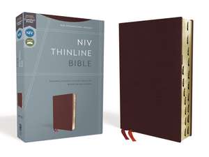 NIV, Thinline Bible, Bonded Leather, Burgundy, Red Letter, Thumb Indexed, Comfort Print de Zondervan