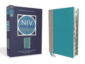 NIV Study Bible, Fully Revised Edition (Study Deeply. Believe Wholeheartedly.), Leathersoft, Teal/Gray, Red Letter, Thumb Indexed, Comfort Print de Kenneth L. Barker