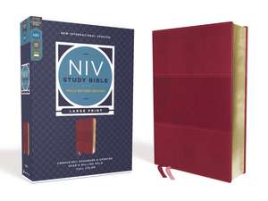 NIV Study Bible, Fully Revised Edition (Study Deeply. Believe Wholeheartedly.), Large Print, Leathersoft, Burgundy, Red Letter, Comfort Print de Kenneth L. Barker