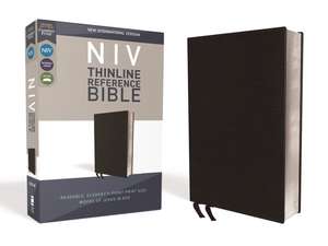 NIV, Thinline Reference Bible (Deep Study at a Portable Size), Bonded Leather, Black, Red Letter, Comfort Print de Zondervan