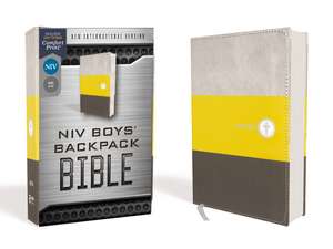 NIV, Boys' Backpack Bible, Compact, Leathersoft, Yellow/Gray, Red Letter, Comfort Print de Zondervan