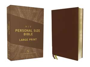 NIV, Personal Size Bible, Large Print, Genuine Leather, Buffalo, Brown, Red Letter, Art Gilded Edges, Comfort Print de Zondervan