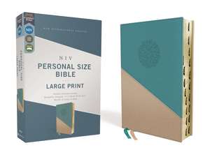 NIV, Personal Size Bible, Large Print, Leathersoft, Teal/Gold, Red Letter, Thumb Indexed, Comfort Print de Zondervan