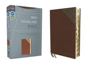 NIV, Thinline Bible, Leathersoft, Brown, Red Letter, Thumb Indexed, Comfort Print de Zondervan