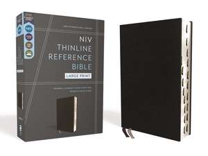 NIV, Thinline Reference Bible (Deep Study at a Portable Size), Large Print, European Bonded Leather, Black, Red Letter, Thumb Indexed, Comfort Print de Zondervan