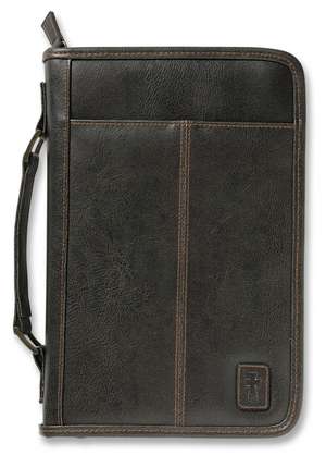 Aviator Bible Cover for Men, Zippered, with Handle, Leather Look, Brown, Extra Large de Zondervan