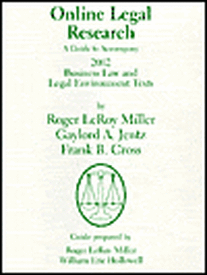 ONLINE LEGAL RESEARCH A GUIDE TO ACCOMPA de ROGER LEROY MILLER