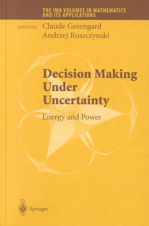 Decision Making Under Uncertainty: Energy and Power de Claude Greengard