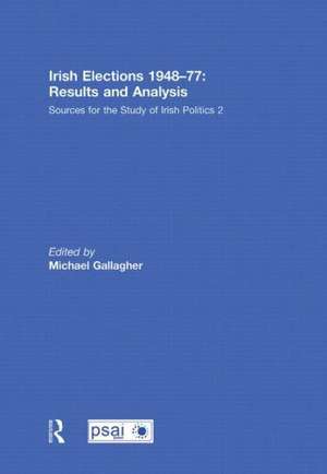 Irish Elections 1948-77: Results and Analysis: Sources for the Study of Irish Politics 2 de Michael Gallagher