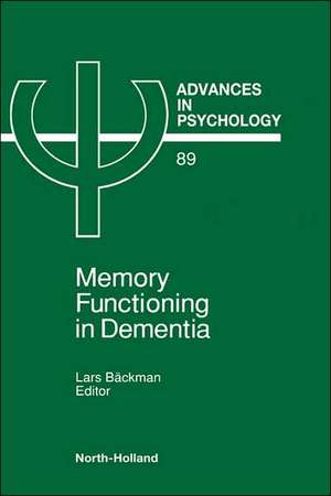 Advances in Psychology V89 de Lars Backman