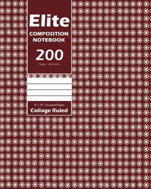 Elite Composition Notebook, Collage Ruled 8 x 10 Inch, Large 100 Sheet, Red Cover de Design