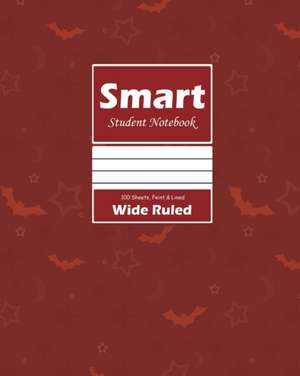 Smart Student Notebook, Wide Ruled 8 x 10 Inch, Grade School, Large 100 Sheet, Red Cover de Ink.