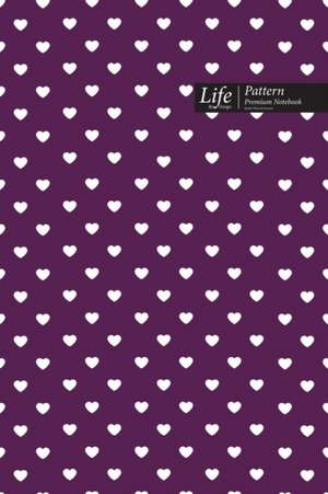 Hearts Pattern Composition Notebook, Dotted Lines, Wide Ruled Medium Size 6 x 9 Inch (A5), 144 Sheets Purple Cover de Design