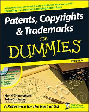 Patents, Copyrights and Trademarks For Dummies 2e de HJA Charmasson