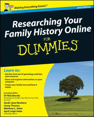 Researching Your Family History Online For Dummies 2e de N Barratt