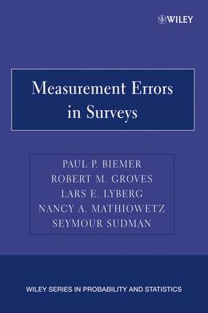 Measurement Errors in Surveys de PP Biemer