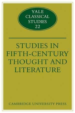 Studies in Fifth Century Thought and Literature de Adam Parry