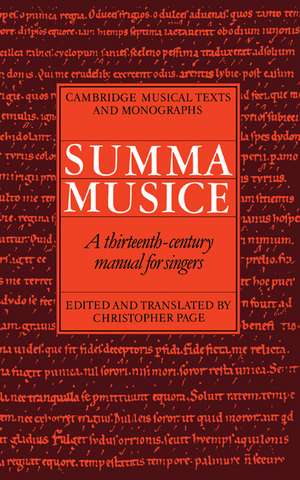 Summa Musice: A Thirteenth-Century Manual for Singers de Christopher Page