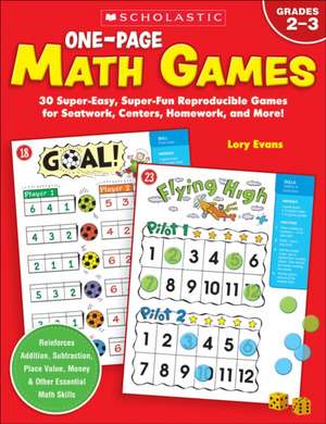 One-Page Math Games de Lory Evans