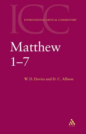 Matthew 1-7: Volume 1 de W. D. Davies