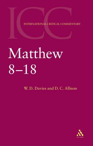 Matthew 8-18: Volume 2 de W. D. Davies