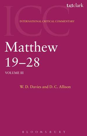 Matthew 19-28: Volume 3 de W. D. Davies